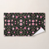 Noir Avec Floral Rose Trois Pièce (Serviette à main)