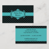 Noir avec le carte de visite bleu de pois (Devant / Derrière)