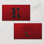 Noir avec le carte de visite initial des roses (Devant / Derrière)