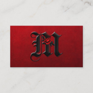 Noir avec le carte de visite initial des roses