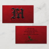 Noir avec le carte de visite initial des roses (Devant / Derrière)