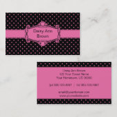 Noir avec le carte de visite rose de pois (Devant / Derrière)