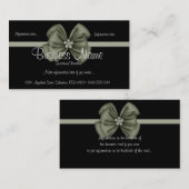 Noir avec le carte de visite vert de ruban/arc (Devant / Derrière)