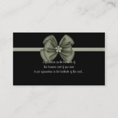 Noir avec le carte de visite vert de ruban/arc (Dos)