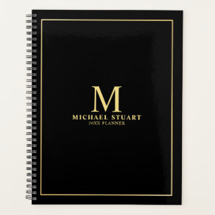 Noir avec l'or Personnalisé Monogramme et nom