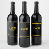Noir avec Monogramme Or et Étiquettes Vins Frame (Bouteilles)