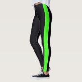 Noir avec Neon Green Stripes Leggings (Gauche)