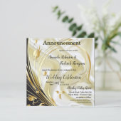 Noir avec or sur Faire-part de soie Champagne (Debout devant)