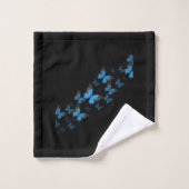 Noir avec papillons bleus (Gant de toilette)
