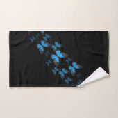 Noir avec papillons bleus (Serviette à main)