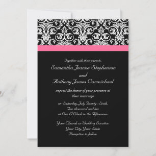 Noir avec Pink Passion Mariage Invitations