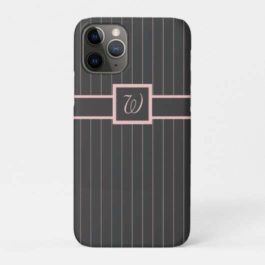 Noir avec Pinstripes rose Coque-Mate Coque (Dos)