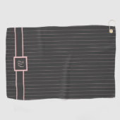 Noir avec Pinstripes rose serviette de golf (Horizontal)
