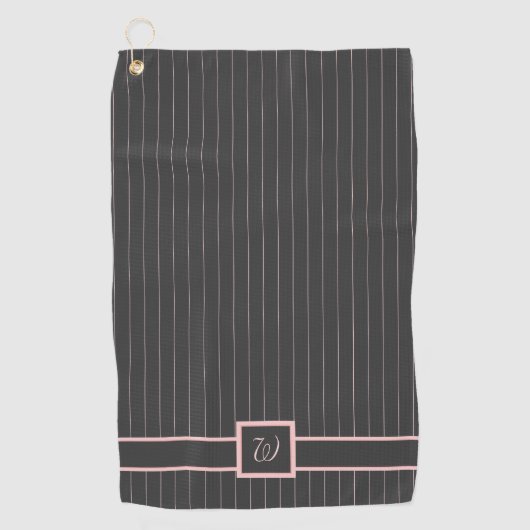 Noir avec Pinstripes rose serviette de golf (Devant)