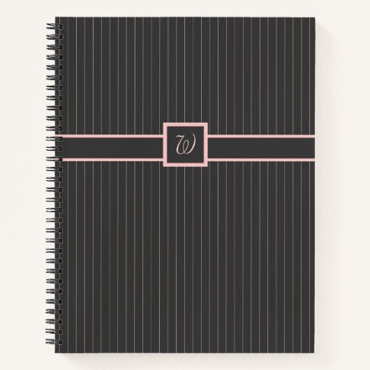 Noir avec Pinstripes roses Carnet spiral (Devant)