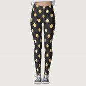 Noir avec point d'or leggings motifs (Devant)