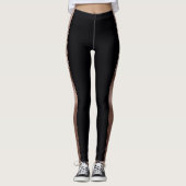 Noir avec Rose Gold Foil Stripes Leggings (Devant)