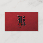 Noir avec Roses Rouges Initiale K Goth Carte de vi (Devant)