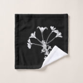 Noir Avec Serviette Florale Blanche (Gant de toilette)