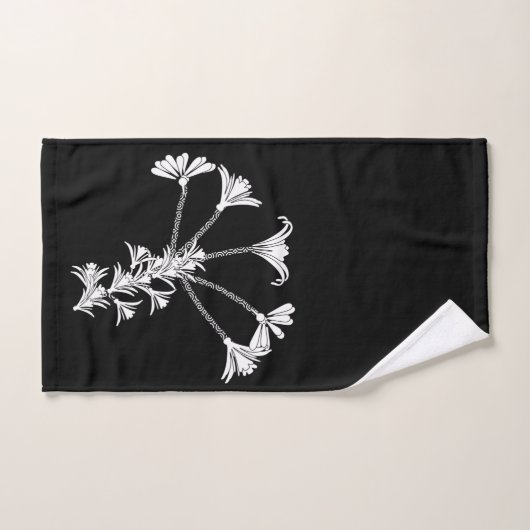Noir Avec Serviette Florale Blanche (Serviette à main)