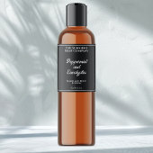 Noir avec texte blanc étiquette bouteille de cosmé