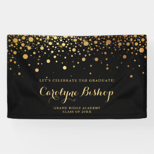 Noir   Bannière du Faux Gold Confetti Graduation P