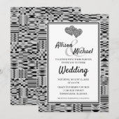 Noir Blanc Africain Kente K46 Faire-part de mariag (Devant / Derrière)