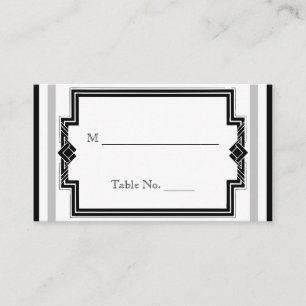 Noir Blanc Argent Art Déco Mariage Cartes de Place