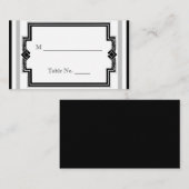 Noir Blanc Argent Art Déco Mariage Cartes de Place (Devant / Derrière)