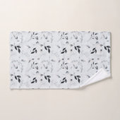 Noir blanc argenté gris floral Feuille chic (Serviette à main)