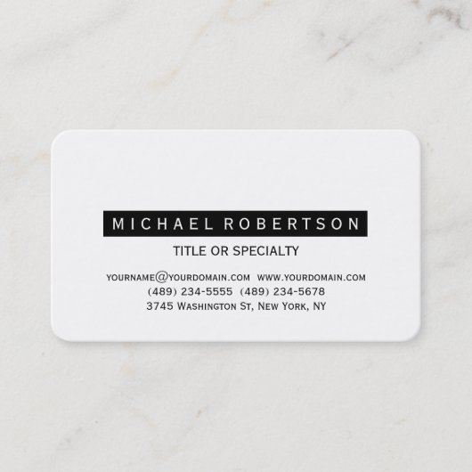 Noir Blanc arrondi Coin Charming Carte de visite (Devant)