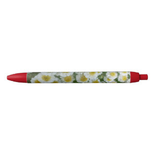 Noir Blanc avec coeur jaune Fleurs rouge Stylo