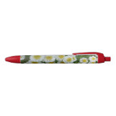 Noir Blanc avec coeur jaune Fleurs rouge Stylo (Haut)