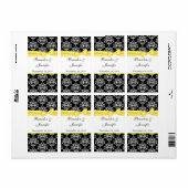 Noir & Blanc avec Yellow Damask Mini Étiquettes de (Feuille entière)