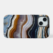 Noir Blanc Bleu Gris Terracotta Géode Agate (Verso Horizontal)
