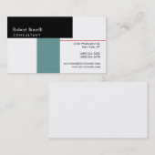 Noir Blanc Bleu Moderne Consultant Carte de visite (Devant / Derrière)