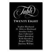 Noir Blanc Calligraphie Numéro de table Noms invit (Dos)