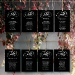 Noir Blanc Calligraphie Numéro de table Noms invit<br><div class="desc">Cartes de table noires élégantes avec polices élégantes, table dans un script de calligraphie tourbillonnant et le numéro de table et le nom de vos invités mariages assis à cette table dans les polices classiques. Cartes de table en mariage noir imprimées avec les invités assis à cette table en polices...</div>