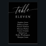 Noir Blanc Calligraphie Numéro de table Noms invit<br><div class="desc">Cartes de table élégantes en noir et blanc avec un script de calligraphie délicat. Ajoutez les noms de vos invités mariages !</div>