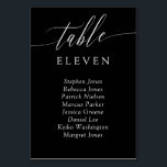 Noir Blanc Calligraphie Numéro de table Noms invit<br><div class="desc">Cartes de table élégantes en noir et blanc avec un script de calligraphie délicat. Ajoutez les noms de vos invités mariages !</div>