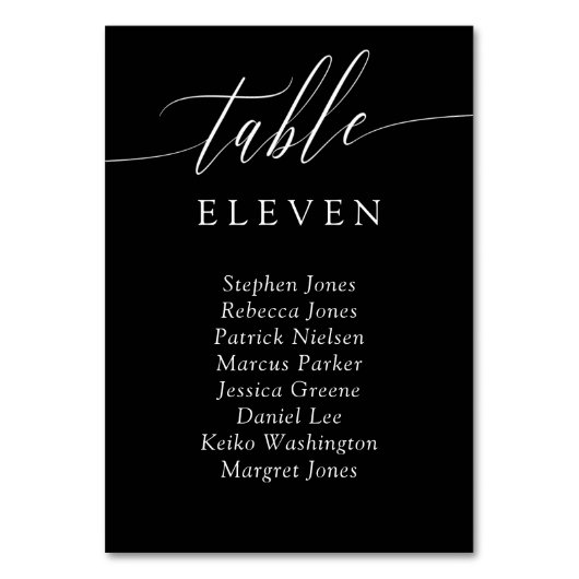 Noir Blanc Calligraphie Numéro de table Noms invit (Par défaut)