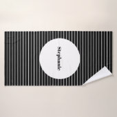 Noir Blanc Camouflage Bande Motif Nom personnalisé (Serviette de bain)