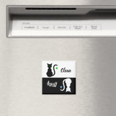 Noir/Blanc Chat Nettoyer Lave-vaisselle Magnet (In Situ (Lave-vaisselle))