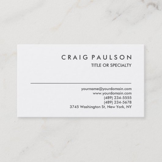 Noir blanc clair Chic Consultant Carte de visite (Devant)