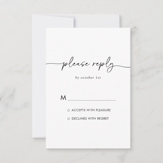 Noir blanc classique mariage RSVP (Devant)