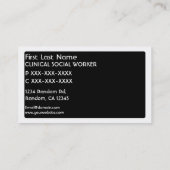 Noir blanc CLINIQUE cartes de visite TRAVAILLEURS  (Dos)