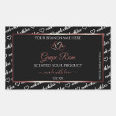 Noir Blanc Cloud Produit Étiquette Burgund Coeur (Devant)