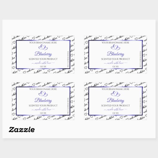 Noir Blanc Cloud Produit Étiquette Coeurs Bleus (Feuille)