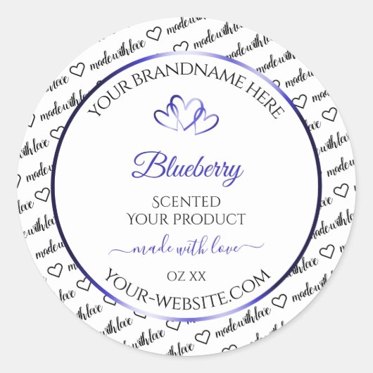 Noir Blanc Cloud Produit Étiquette Coeurs Bleus (Devant)