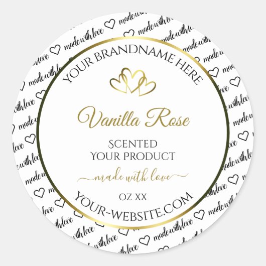 Noir Blanc Cloud Produit Étiquette Coeurs d'or (Devant)